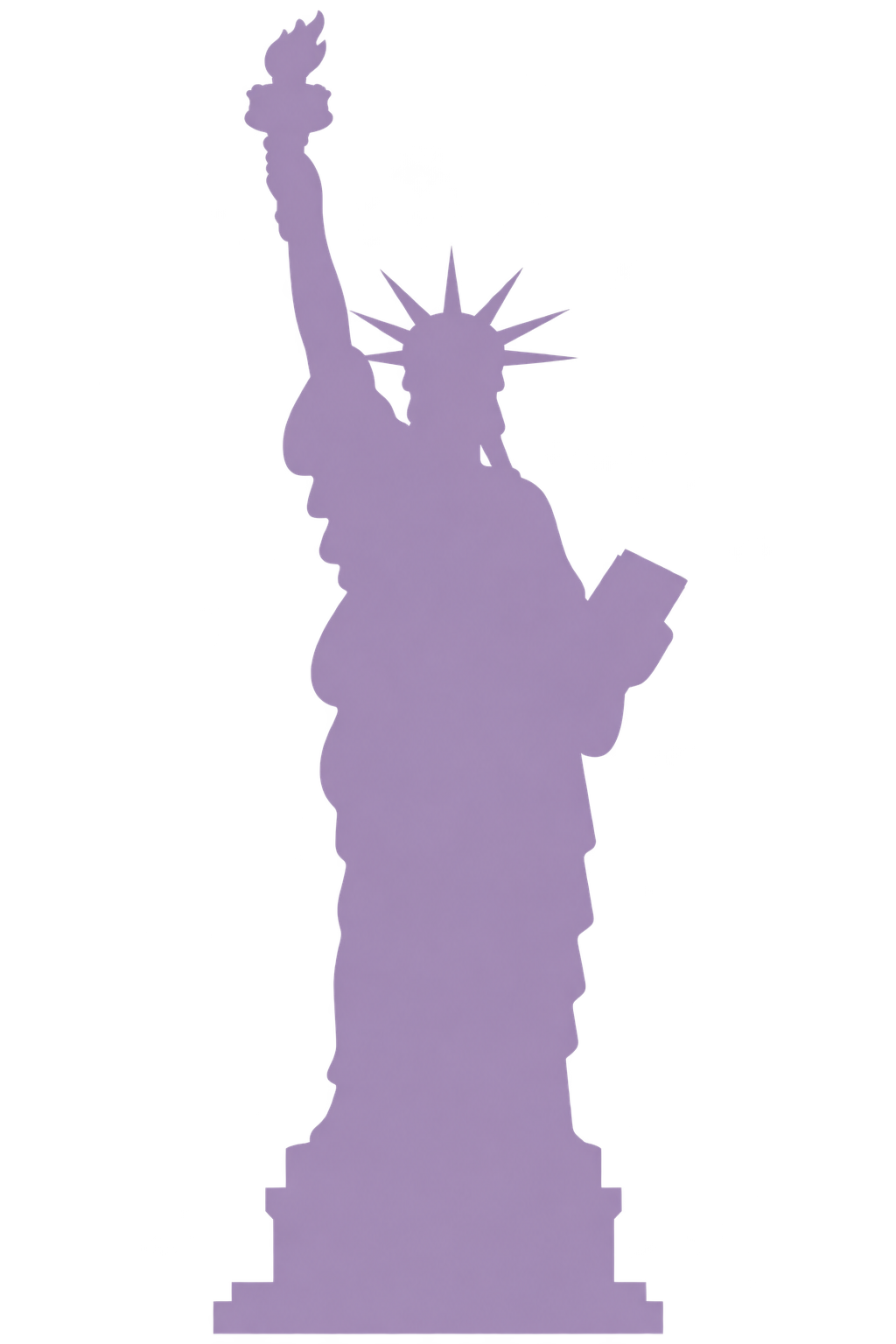 Pastel lavender silhouette of the Statue of Liberty